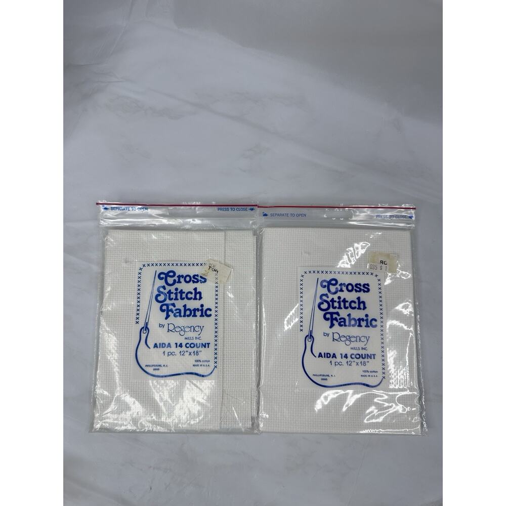 Cross Stitch Regency Aida 14 Ct 1pc 12x18” 100% Cotton Made In USA Lot Of 2